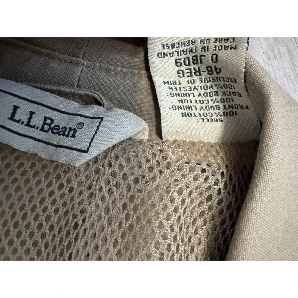 LL Bean Field Utility Sportcoat Jacket 46RMen Safari Style Blazer Elbow Patches